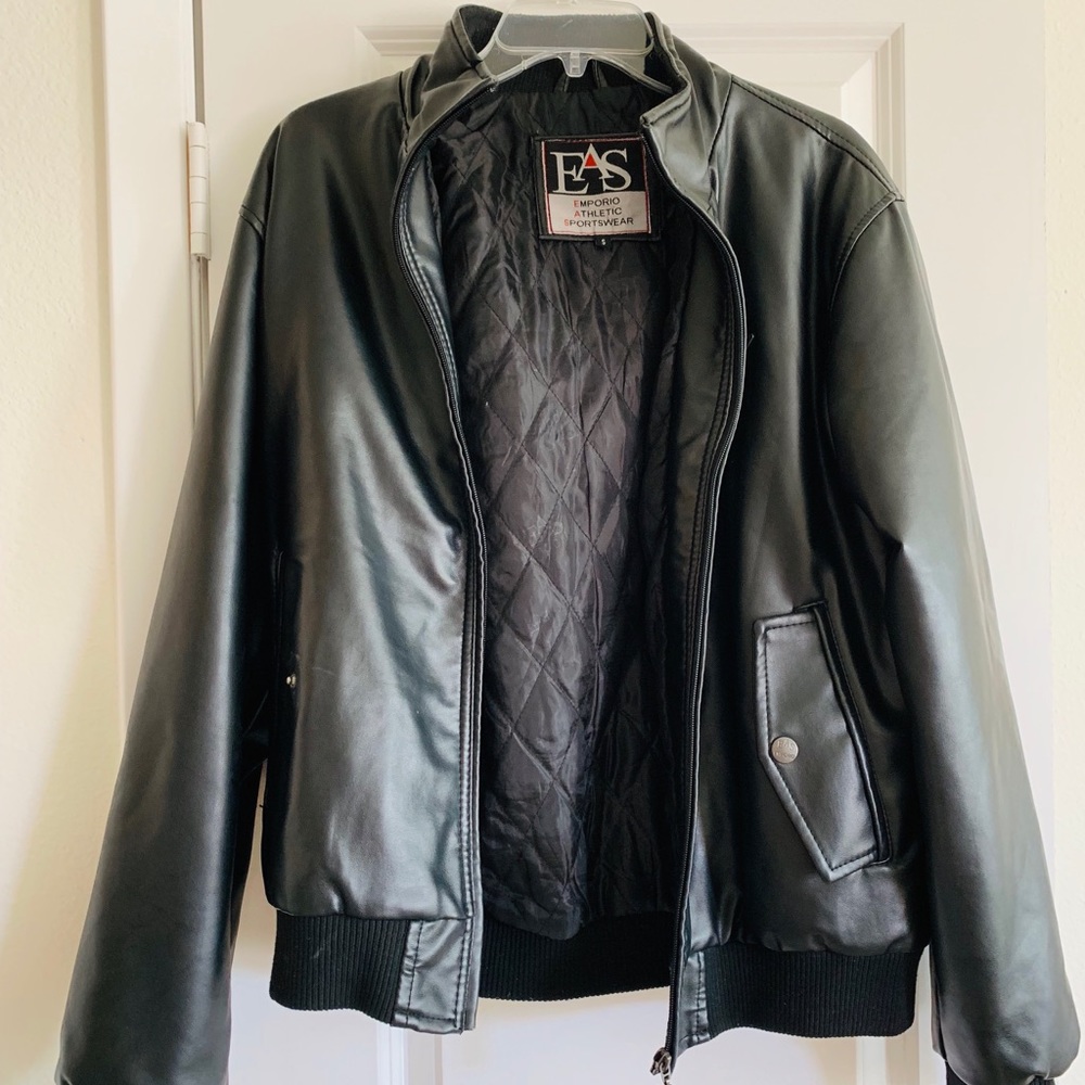 Black leather aviator jacket